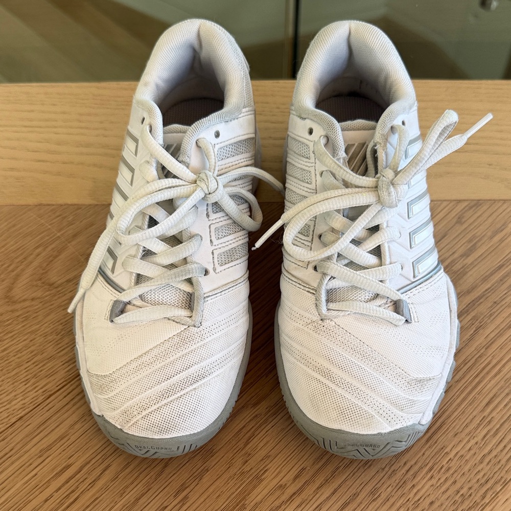K-Swiss White and Silver Athletic Tennis  Shoes